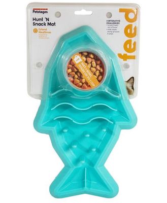 Petstages Hunt N Snack Mat Wet and Dry Slow Food Bowl for Cats - Blue