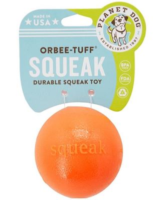 Planet Dog Orbee Tuff Fresh Breath Squeaker Fetch Ball for Dogs - Orange
