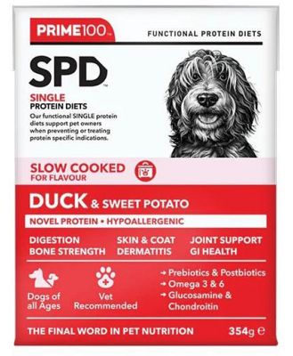 Prime100 SPD Slow Cooked Dog Food Single Protein Duck & Sweet Potato 12 x 354g