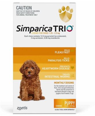 Simparica Trio Flea, Tick & Heartworm Chew for Puppy Dogs 1.3-2.5kg - 3-Pack