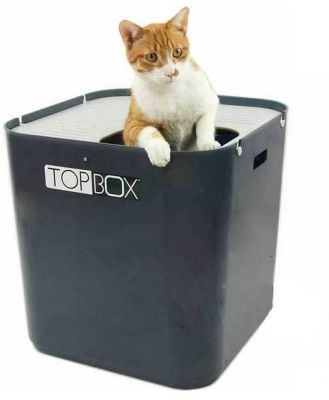 SmartCat The Ultimate Topbox Top Entry Cat Litter Tray with Scoop - Gray