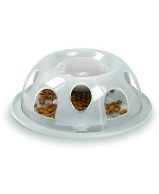 Smartcat Tiger Interactive Plastic Slow Food Bowl for Cats - Transparent White