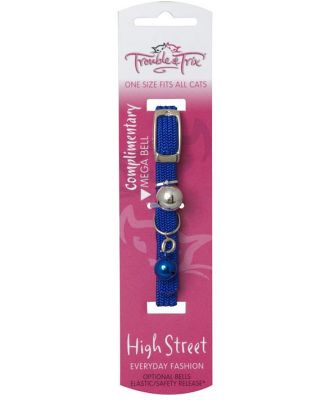 High Street Elastic Cat Collar with Double Bells [Colour: Blue]