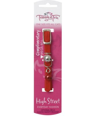 High Street Elastic Cat Collar with Double Bells - [Colour: Red]