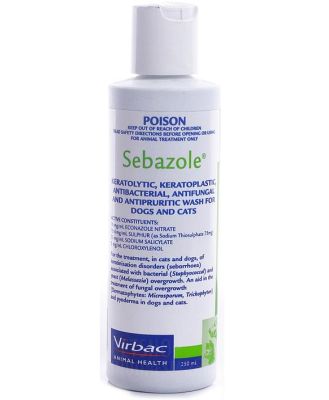 Sebazole Antifungal & Antibacterial Wash for Cats & Dogs 250ml