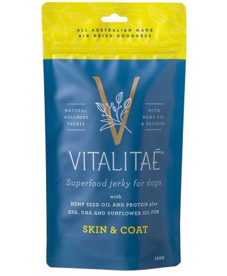 Vitalitae Superfood & Hemp Oil Dog Treats - Skin & Coat Jerky - 150g