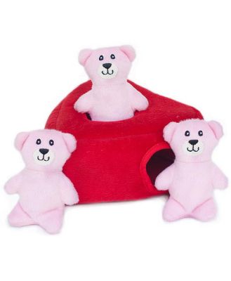 Zippy Paws Burrow Interactive Dog Toy - Heart 'n Bears with 3 Squeaky Bears