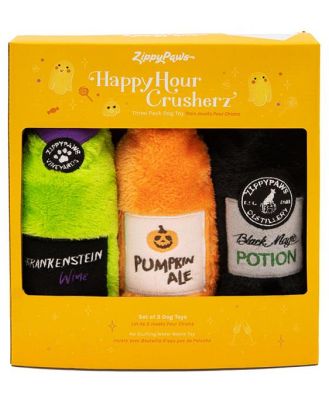 Zippy Paws Happy Hour Halloween Crusherz Squeaker Bottle Dog Toy - 3-Pack