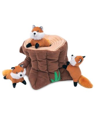 Zippy Paws Zippy Burrow Interactive Dog Toy - Fox Stump + 3 Foxes