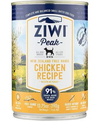 Ziwi Peak Moist Grain Free Dog Food - New Zealand Free Range Chicken- 390g x 12 Cans