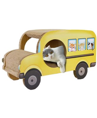 Zodiac Cardboard Cat Scratcher & Lounger - Yellow Bus