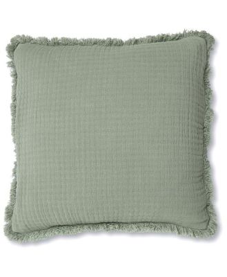 Molly Fringed Cotton Throw Cushion - Khaki Green