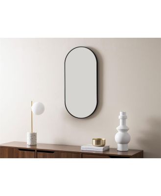 Rony Metal Pill Shaped Mirror - Black