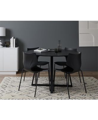 Zander 4 Seater Round Dining Table - Black