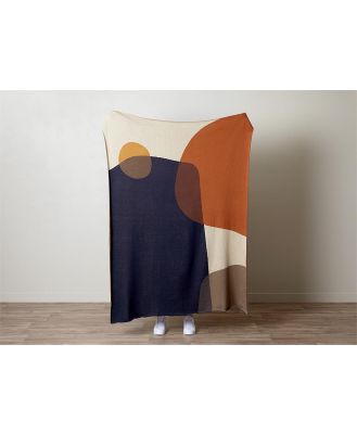 Amarose Abstract Knit Throw - Navy/Rust