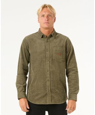 Classic Surf Cord Long Sleeve Shirt. Dark Khaki Size