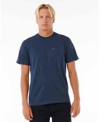 Plain Pocket Tee. Navy Size