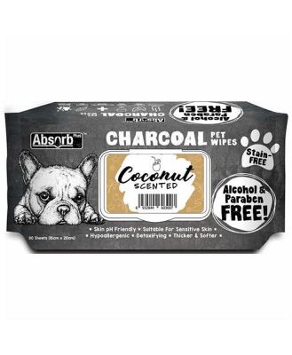 Absorb Plus Charcoal Pet Wipes Coconut 80 Pack