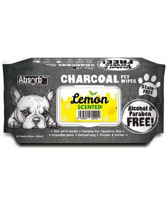 Absorb Plus Charcoal Pet Wipes Lemon 80 Pack