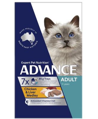 Advance Adult Chicken And Liver Medley Wet Cat Food Trays 42 X 85g