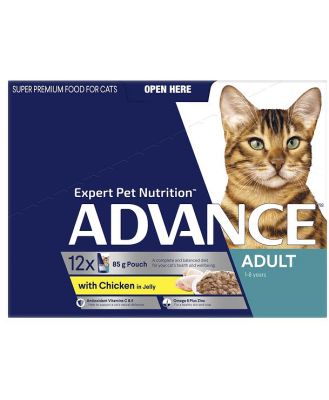 Advance Adult Chicken And Turkey In Jelly Wet Cat Food Pouches 60 X 85g