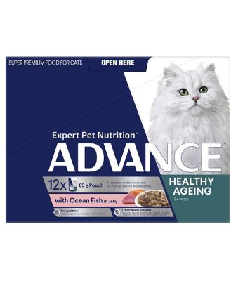 Advance Mature Ocean Fish In Jelly Wet Cat Food Pouches 12 X 85g