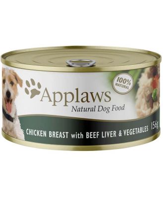 Applaws Chicken Breast With Beef Liver Vegies Adult Wet Dog Food 16 X 156g