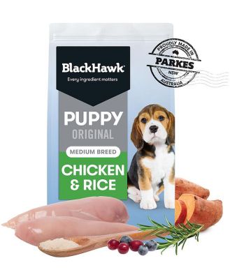 Black Hawk Dry Dog Food Puppy Medium Breed Original Chicken And Rice 10kg