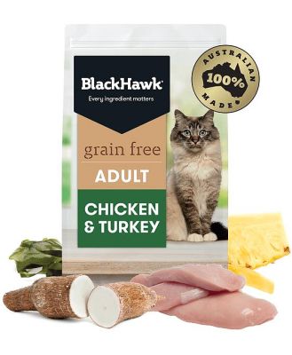Black Hawk Grain Free Chicken Turkey Cat Dry Food 12kg
