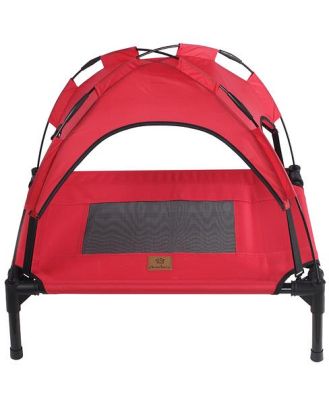 Charlies Pet Elevated Bed With Tent Red X