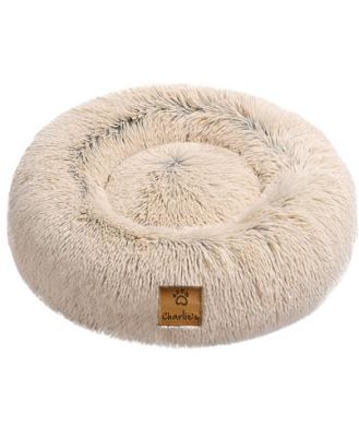 Charlies Pet Faux Fur Fluffy Calming Pet Bed Nest Cream Chinchilla