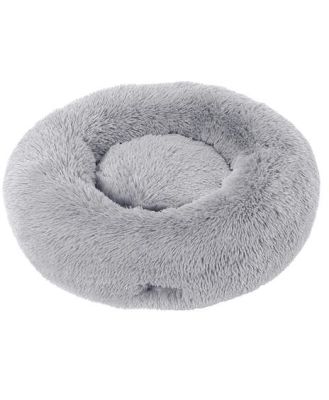 Charlies Pet Faux Fur Fuffy Calming Pet Bed Nest Silver