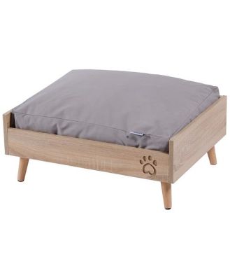 Charlies Pet Scandi Elevated Bed Natural Pine Frame And Mattress Grey Each