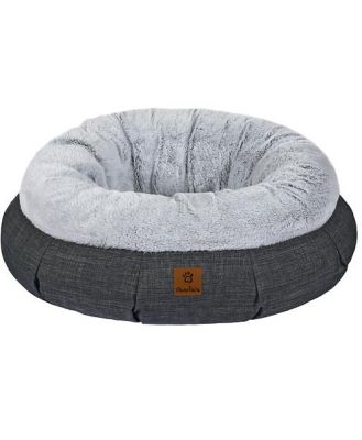 Charlies Pet Winter Short Plush Round Bed Non Slip Bottom Grey