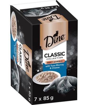 Dine Classic Collection Saucy Morsels With Tuna Mornay And Cheese Wet Cat Food Tray 7 X 85g