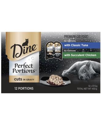 Dine Mulitpack Perfect Portions Cuts In Gravy Classic Tuna Plus Succulent Chicken Wet Cat Food Trays 72 X 37.5g