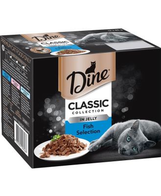 Dine Multipack Classic Collection In Jelly Fish Selection Wet Cat Food Pouches 12 X 85g