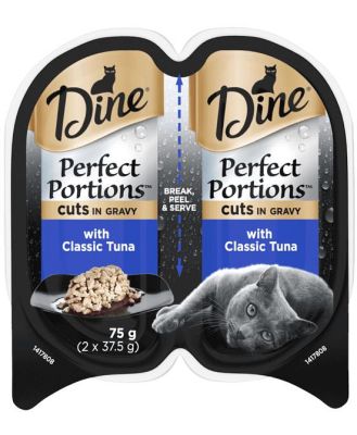 Dine Perfect Portions Cuts In Gravy With Classic Tuna Wet Cat Food Trays 24 X 75g