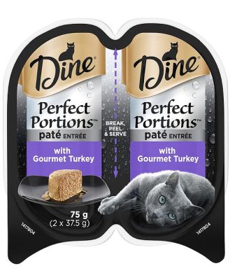 Dine Perfect Portions Pate Entree Gourmet Turkey Wet Cat Food Trays 24 X 75g