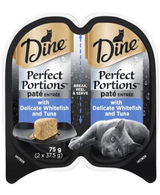 Dine Perfect Portions Pate Entree With Delicate Whitefish And Tuna Wet Cat Food Trays 24 X 75g