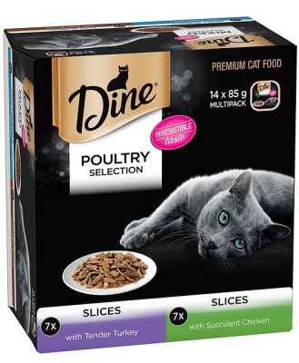Dine Poultry Selection Slices Turkey And Chicken Wet Cat Food 14 X 85g