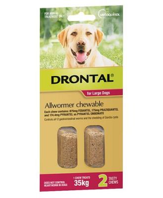 Drontal Dog Allwormer Chewable 35kg 2 Tablets