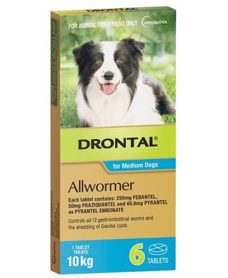 Drontal Dog Allwormer Tablet 10kg 6 Tablets