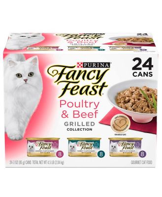 Fancy Feast Variety Pack Classic Beef Poultry Grilled Wet Cat Food 24 X 85g