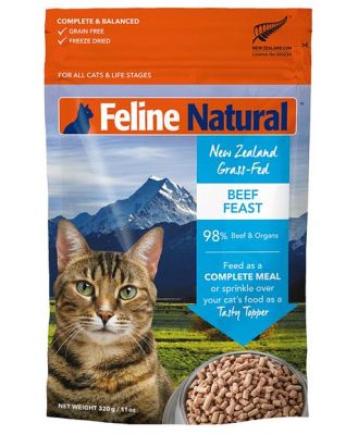 Feline Natural Grain Free Beef Flavour Freeze Dried Cat Food 320g