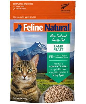 Feline Natural Grain Free Lamb Flavour Freeze Dried Cat Food 320g