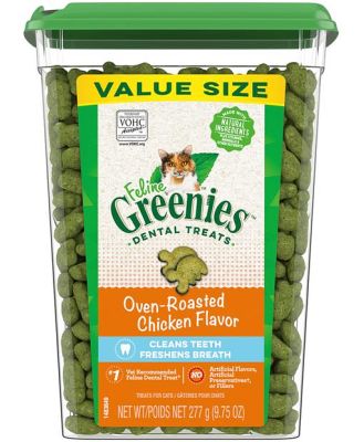 Greenies Feline Treats Dental Oven Roasted Chicken Flavour Tub 277g