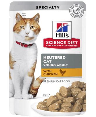 Hills Science Diet Adult Cat Neutered Chicken Wet Pouches 48 X 85g