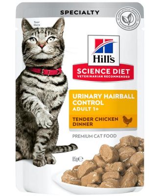 Hills Science Diet Adult Cat Urinary Hairball Chicken Wet Pouches 48 X 85g