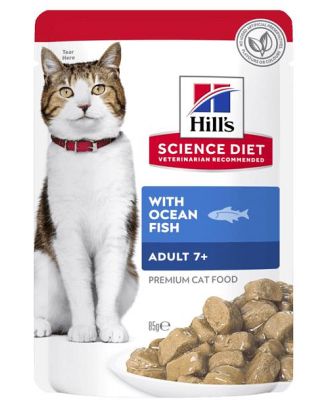 Hills Science Diet Senior Cat 7 Plus Ocean Fish Wet Pouches 48 X 85g